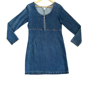 Boston Proper Denim Dress Vintage 8 Tencel Long Sleeve Contemporary Mod Capsule